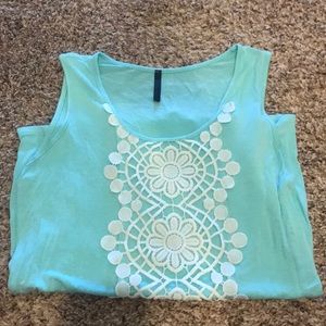 Light blue tank top with lace